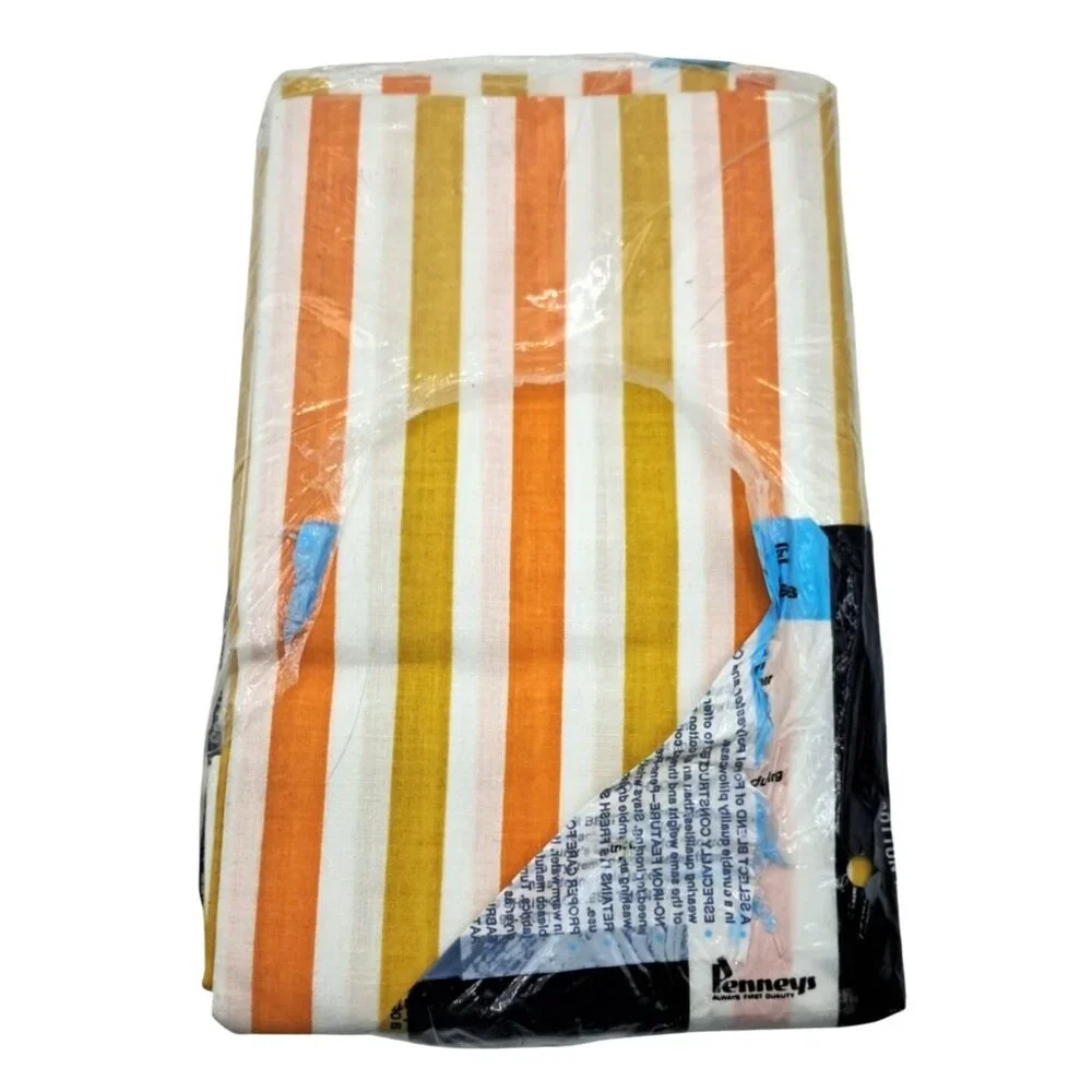 Penneys Fashion Manor Bedding Set Twin Marigold Yellow Striped Vintage 3pc New